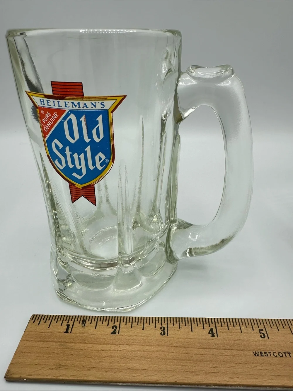 Set Of 2 Vintage Old Style Beer Mug Heileman's Heavy Glass Mugs Retro Glasses